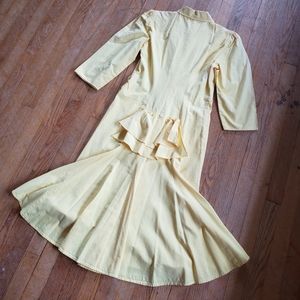 Vintage 80s yellow Seneca Made In USA dress S/XS western pleated skirt bustle